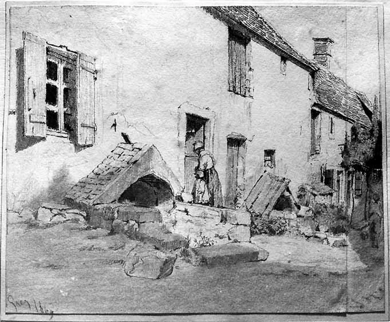 Veduta di un villaggio e figure - Bari